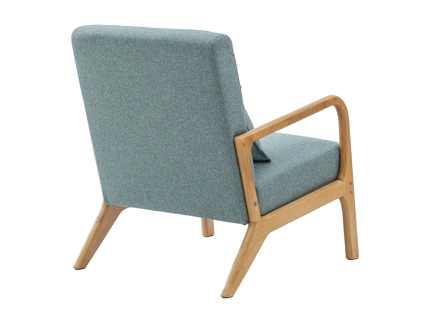 Butaca de 78x65x75 cm con estructura de madera y tela con cojín lumbar en verde Nicole