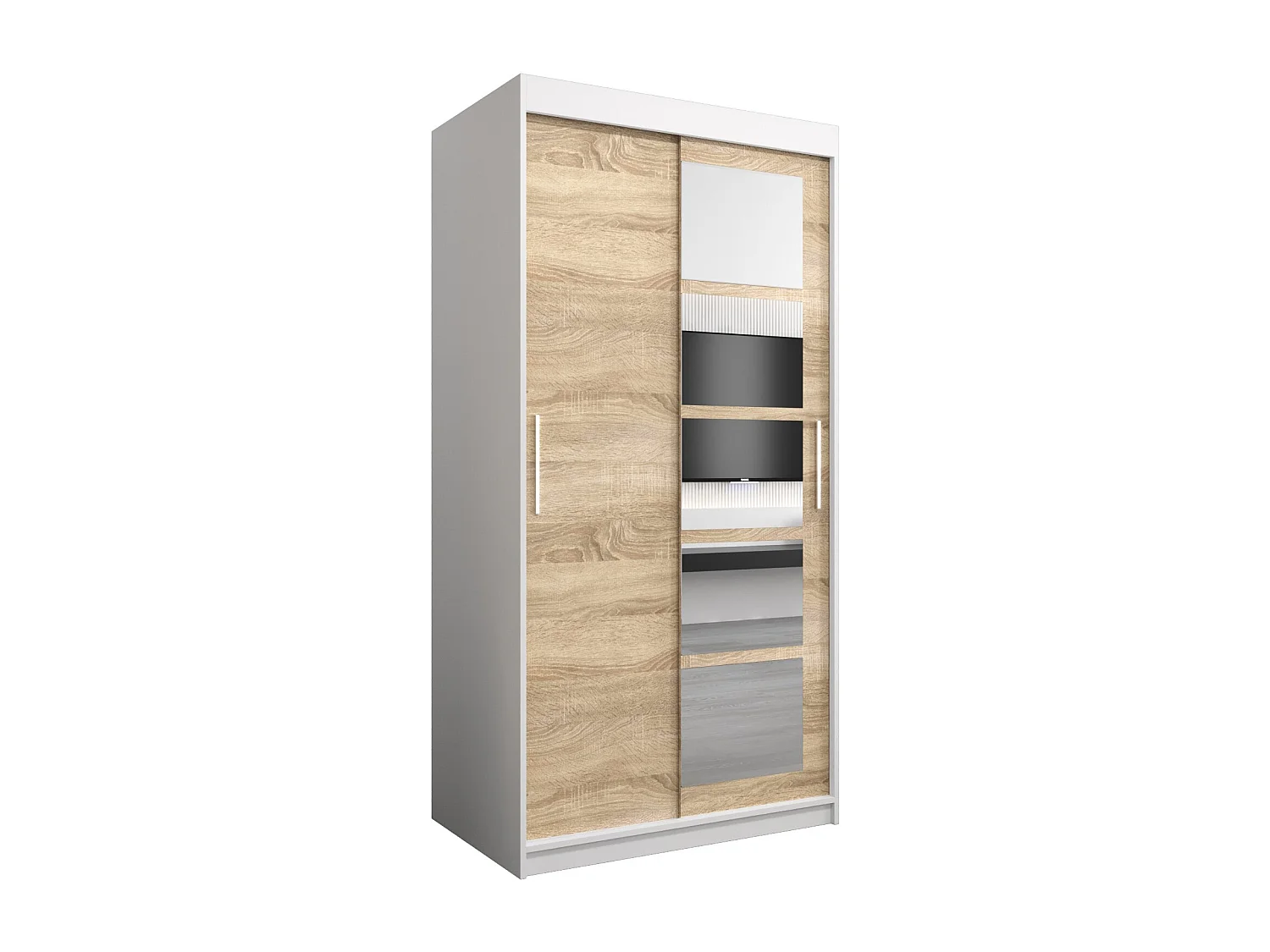 Armoire Roma 1 À Portes Coulissantes 200/100/62 2 portes (Blanc/Sonoma)