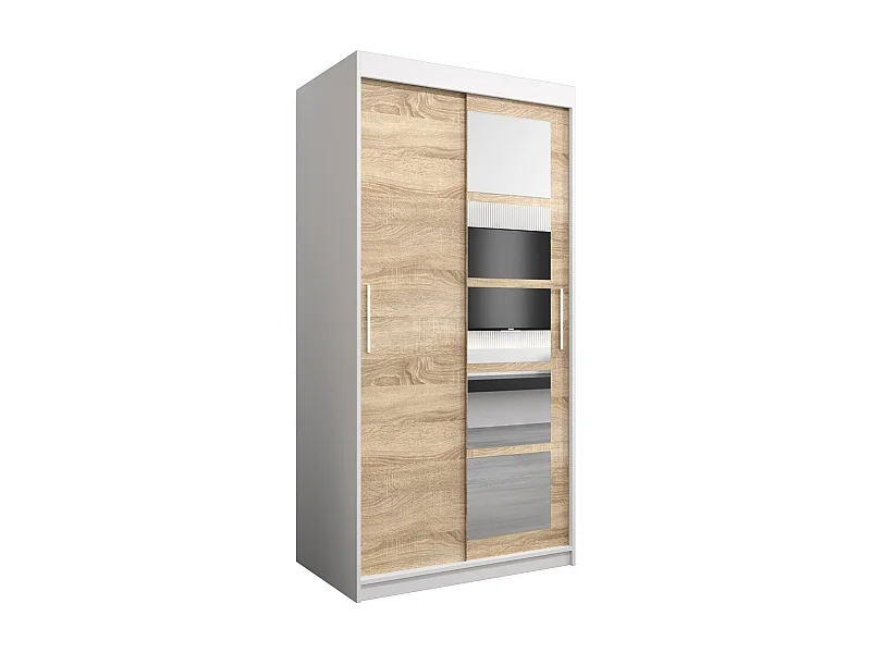 Armoire Roma 1 À Portes Coulissantes 200/100/62 2 portes (Blanc/Sonoma)