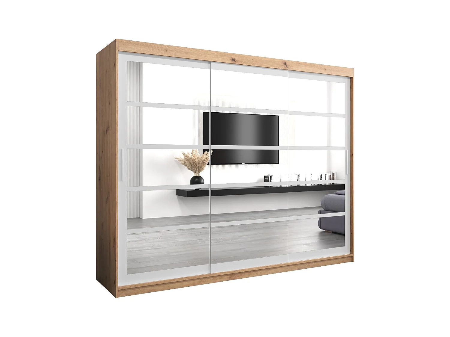 Roma 2 kledingkast met schuifdeuren 200/250/62 3 deuren (artisan/wit)