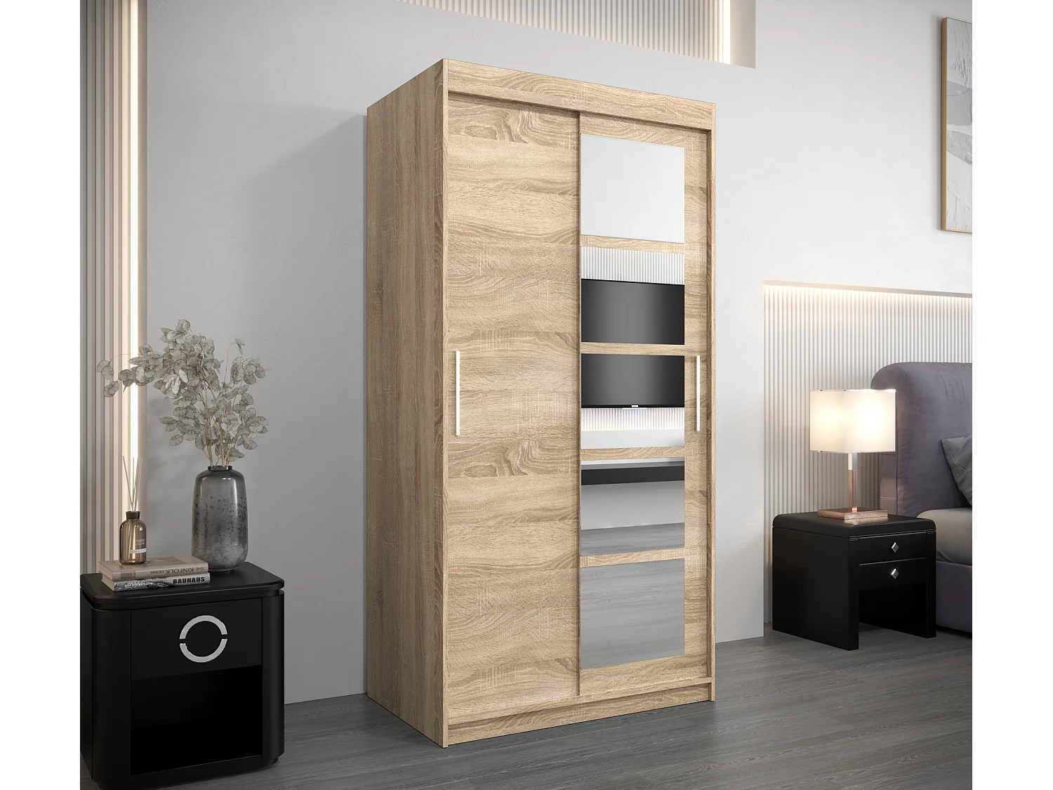 Armoire Roma 1 À Portes Coulissantes 200/100/62 2 portes (Sonoma/Sonoma)