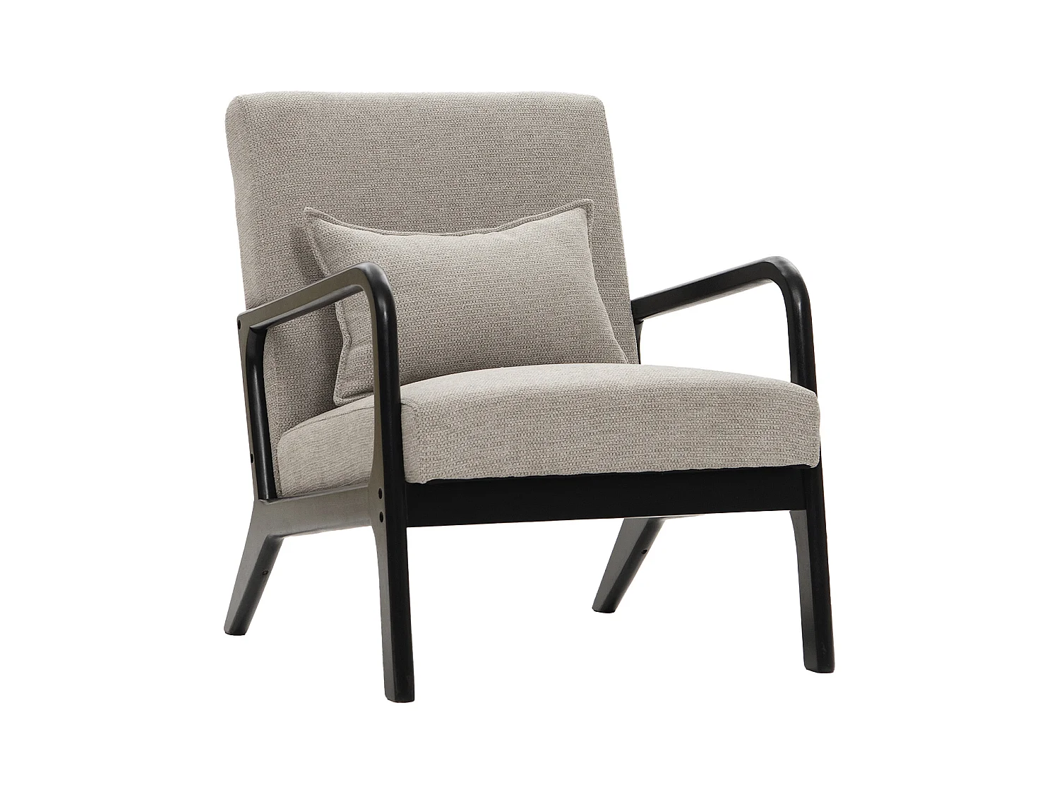 Butaca de 78x65x75 cm con estructura de madera y tela con cojín lumbar en gris taupe Nicole