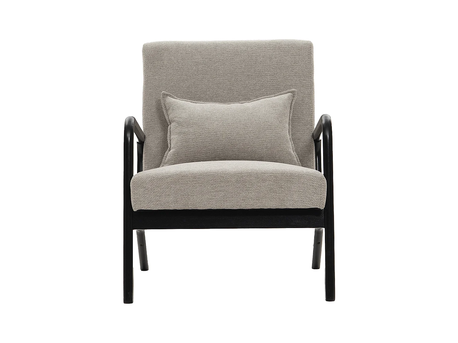 Butaca de 78x65x75 cm con estructura de madera y tela con cojín lumbar en gris taupe Nicole