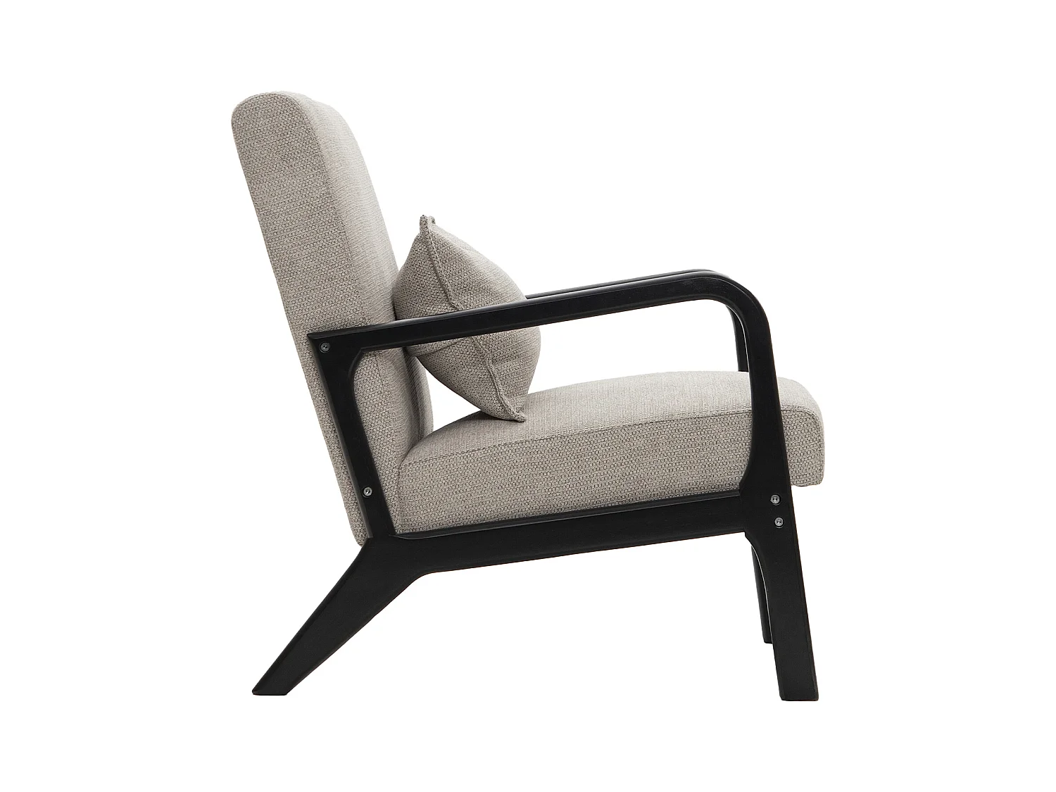 Butaca de 78x65x75 cm con estructura de madera y tela con cojín lumbar en gris taupe Nicole