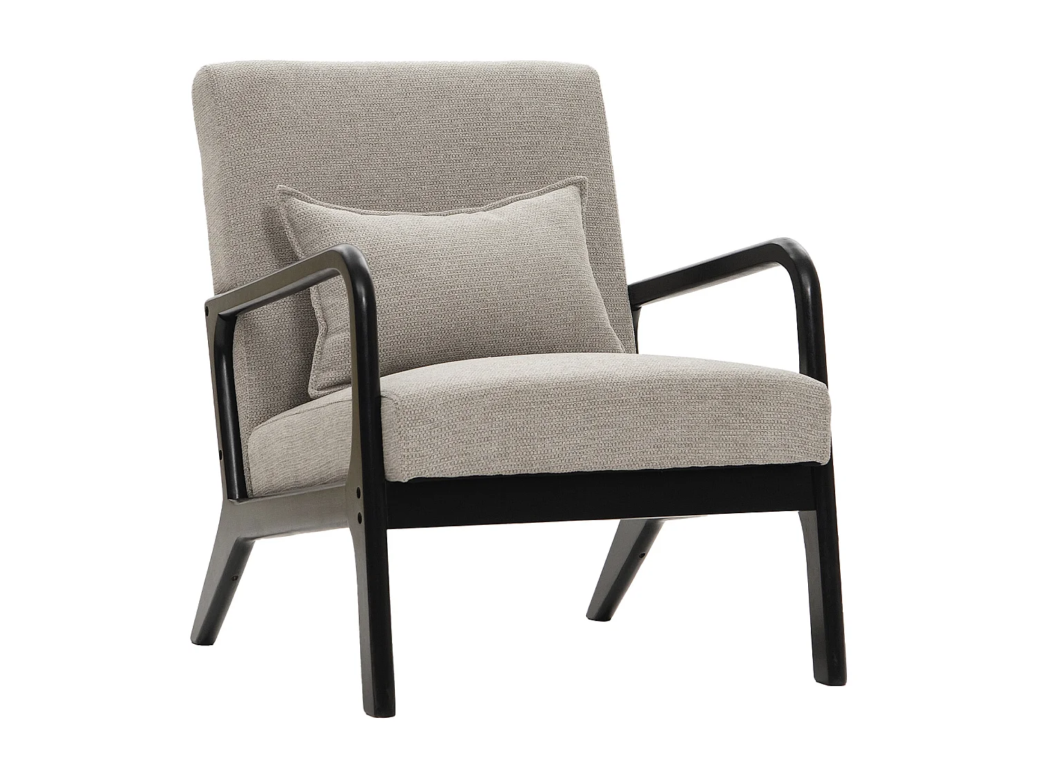 Butaca de 78x65x75 cm con estructura de madera y tela con cojín lumbar en gris taupe Nicole