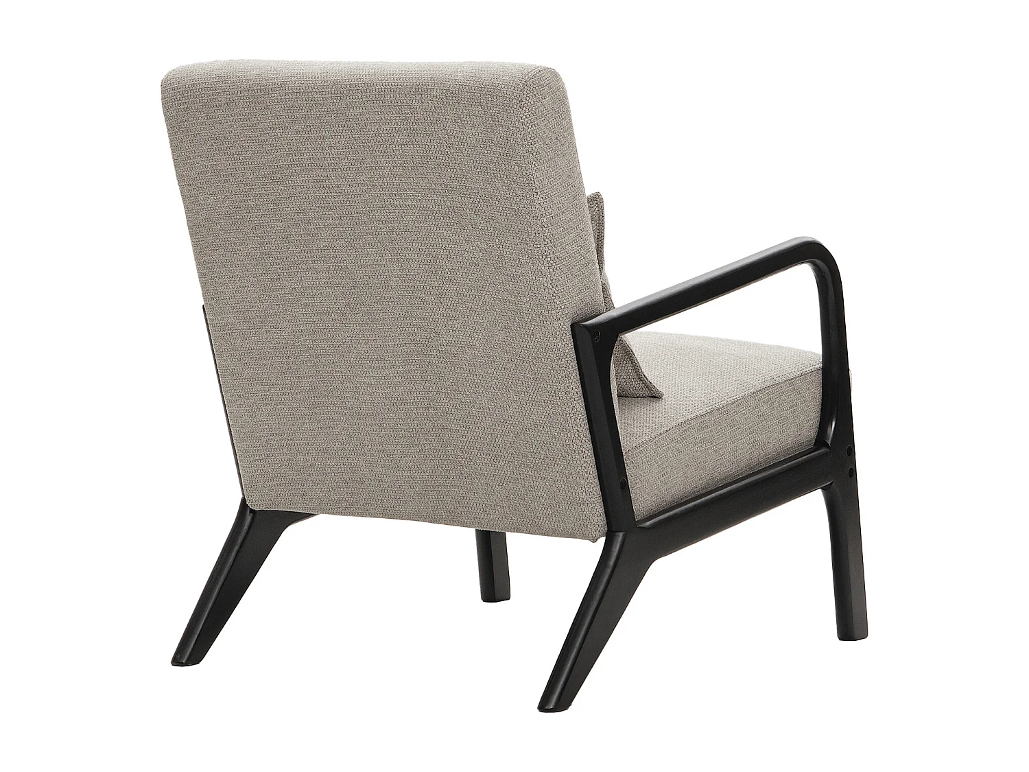 Butaca de 78x65x75 cm con estructura de madera y tela con cojín lumbar en gris taupe Nicole