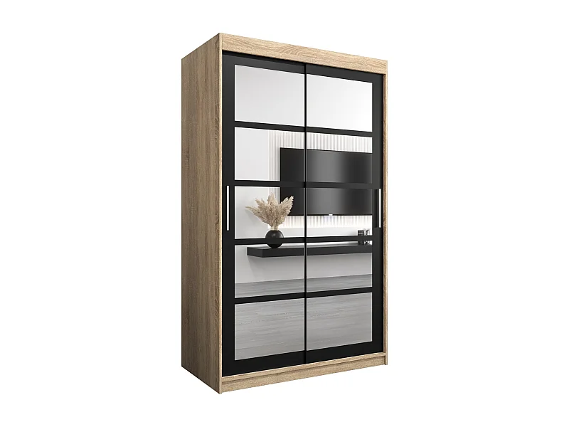 Armoire Roma 2 À Portes Coulissantes 200/120/62 2 portes (Sonoma/Noir)