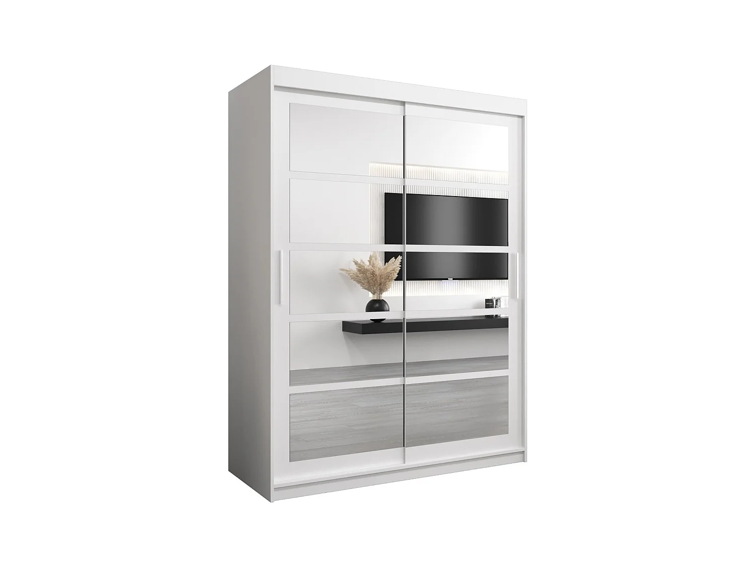 Armoire Roma 2 À Portes Coulissantes 200/150/62 2 portes (Blanc/Blanc)