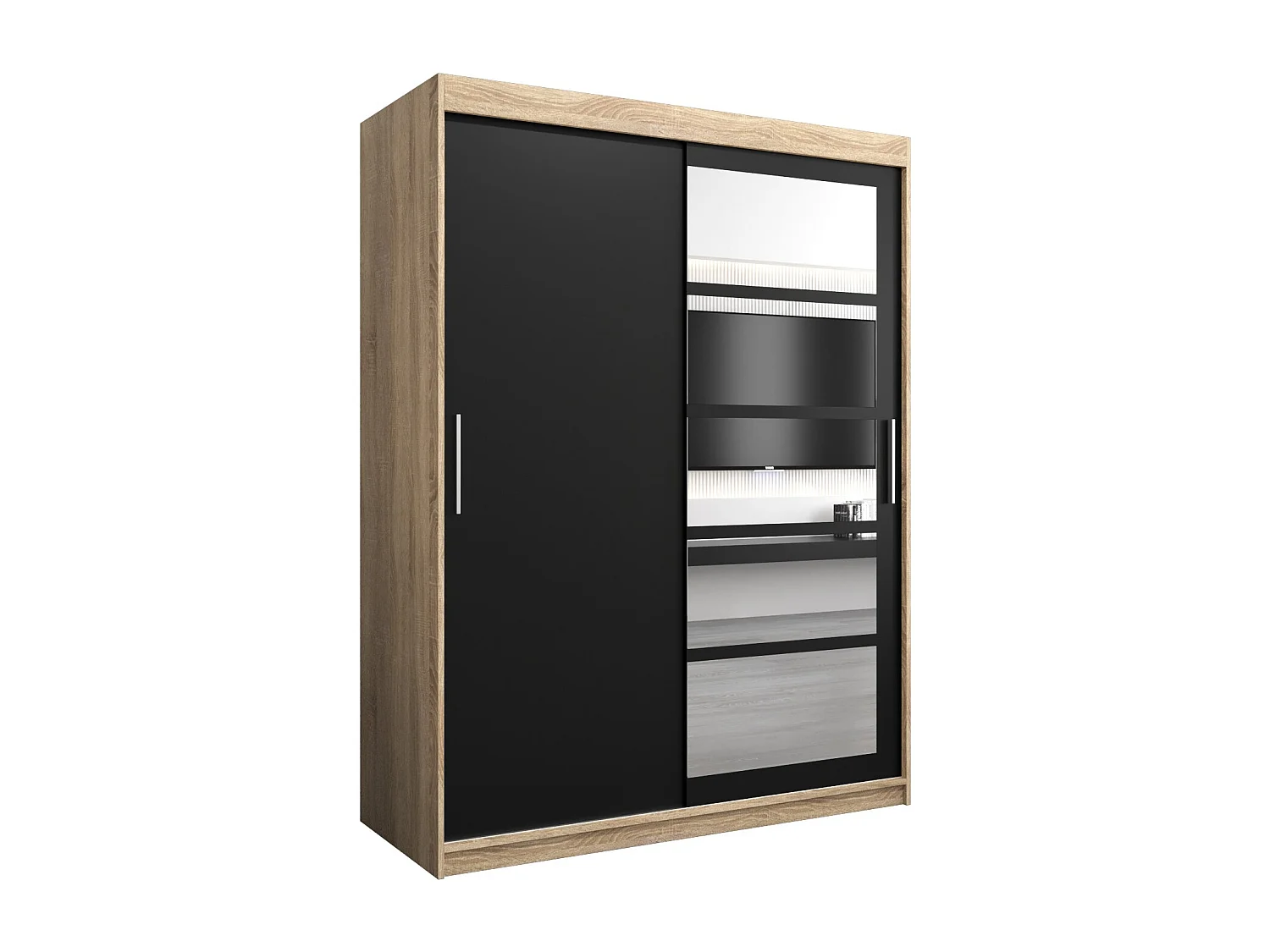 Armoire Roma 1 À Portes Coulissantes 200/150/62 2 portes (Sonoma/Noir)