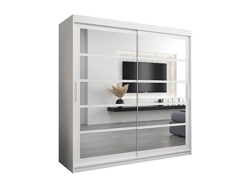 Schwebetürenschrank Roma 200/200/62 2-Türig (Weiß)