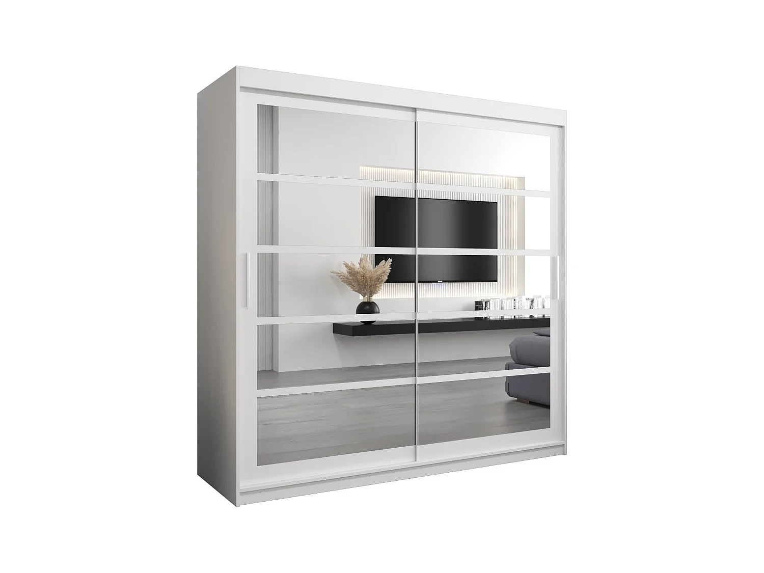 Armoire Roma 2 À Portes Coulissantes 200/200/62 2 portes (Blanc/Blanc)