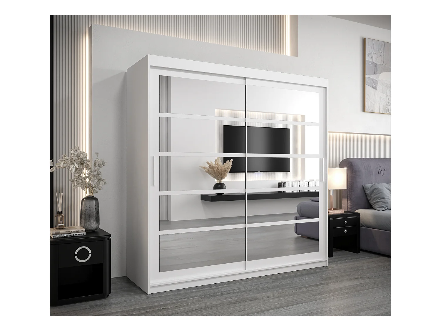 Armoire Roma 2 À Portes Coulissantes 200/200/62 2 portes (Blanc/Blanc)