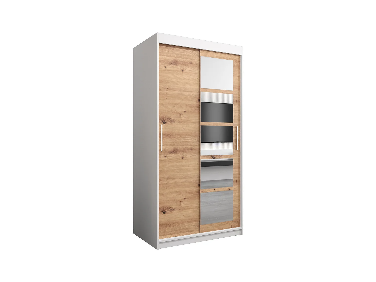 Armoire Roma 1 À Portes Coulissantes 200/100/62 2 portes (Blanc/Artisan)