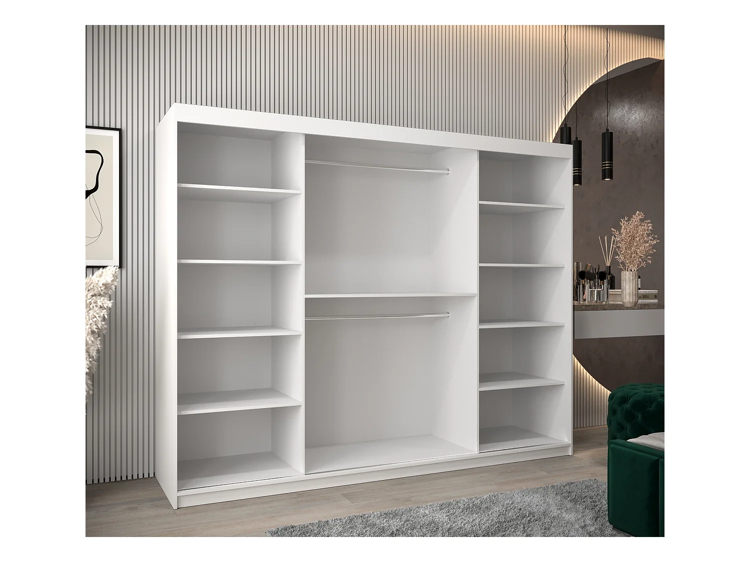 Armoire Roma 1 À Portes Coulissantes 200/250/62 3 Portes (Blanc/Sonoma)