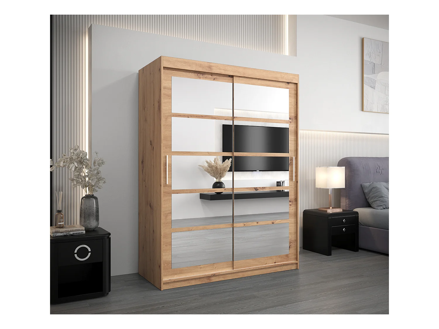 Armoire Roma 2 À Portes Coulissantes 200/150/62 2 portes (Artisan/Artisan)