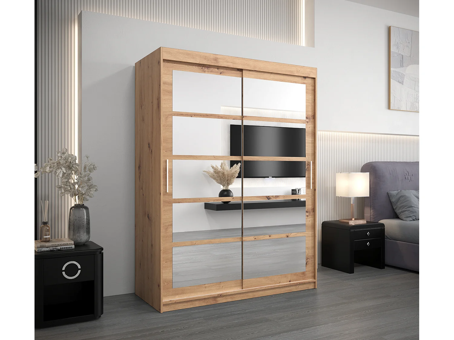 Armoire Roma 2 À Portes Coulissantes 200/150/62 2 portes (Artisan/Artisan)