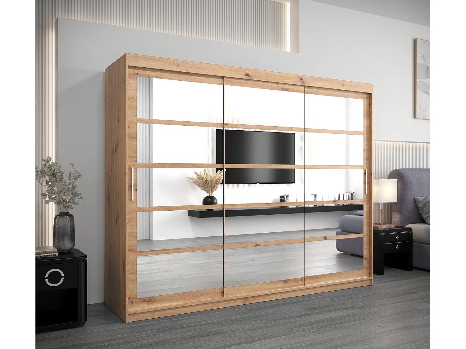 Armoire Roma 2 À Portes Coulissantes 200/250/62 3 Portes (Artisan/Artisan)