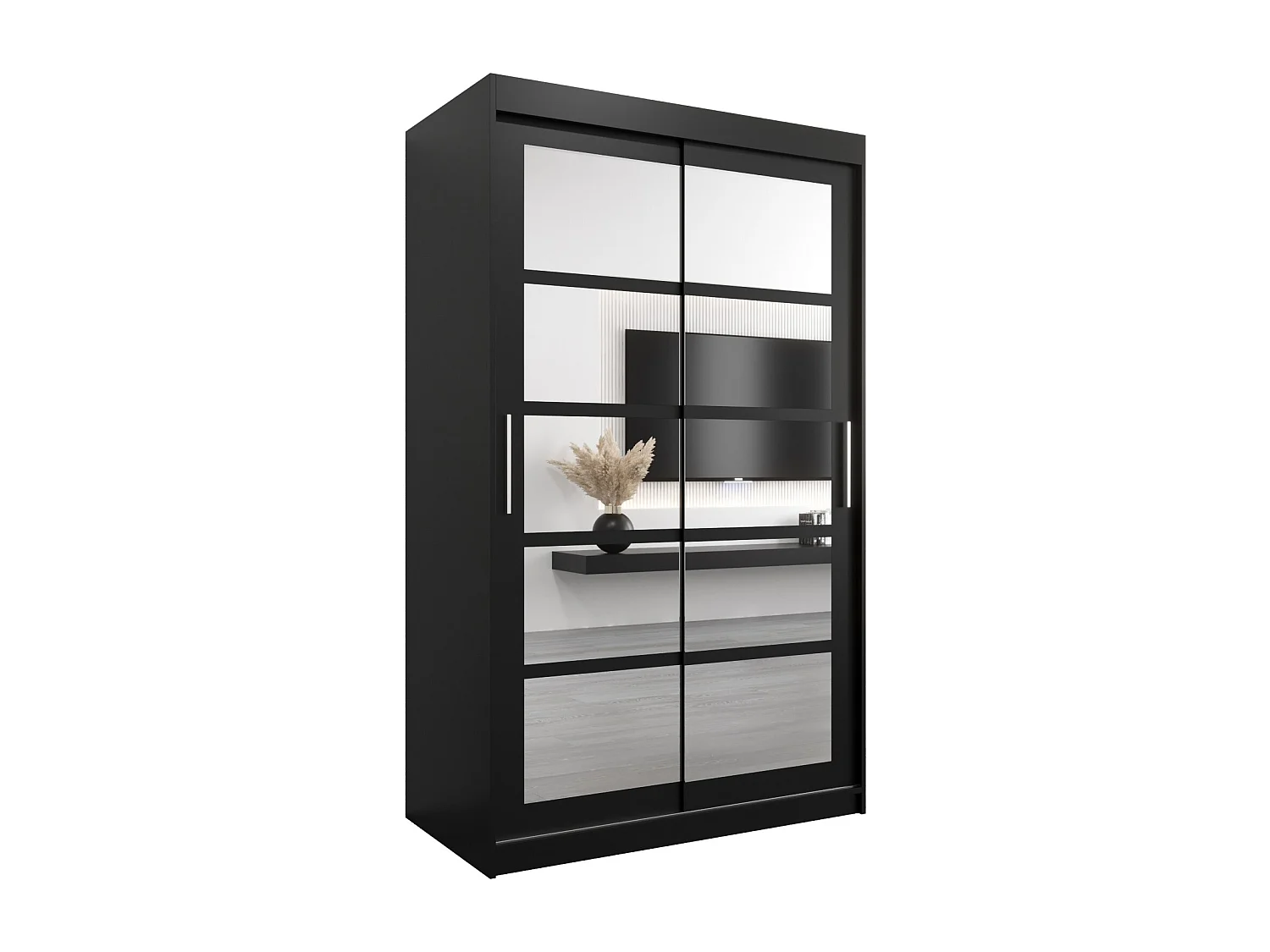 Schwebetürenschrank Roma 200/120/62 2-Türig (Schwarz)