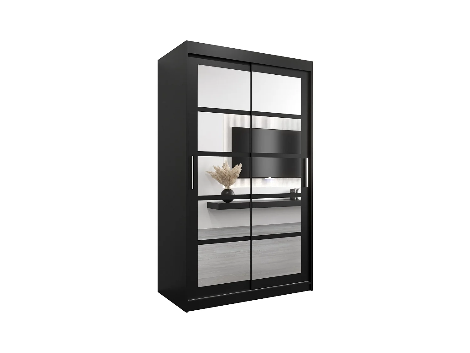 Schwebetürenschrank Roma 200/120/62 2-Türig (Schwarz)