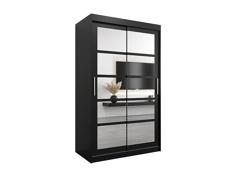 Schwebetürenschrank Roma 200/120/62 2-Türig (Schwarz)