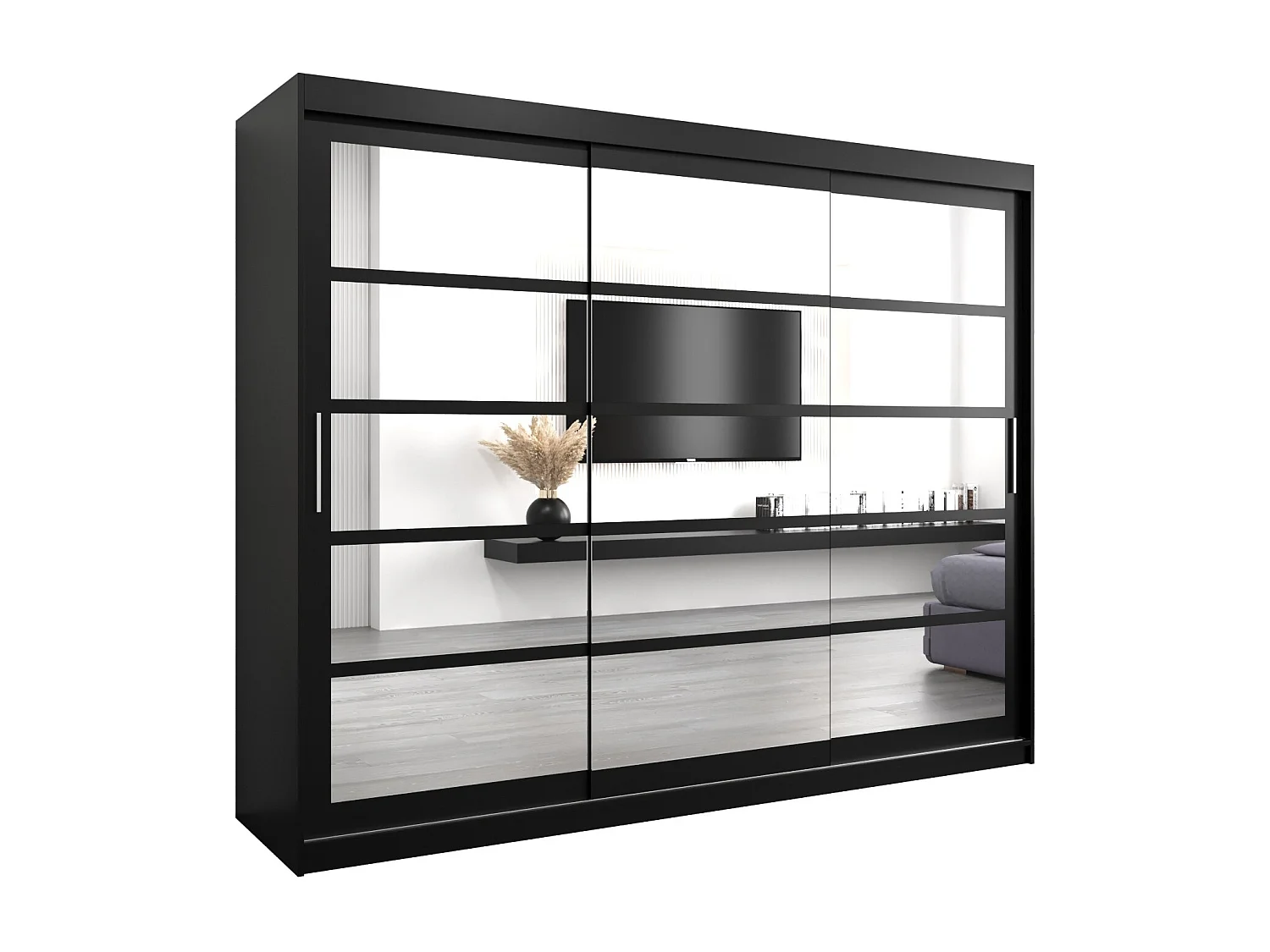 Schwebetürenschrank Roma 200/250/62 2-Türig (Schwarz)