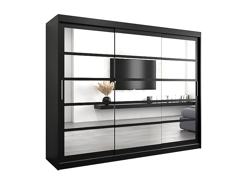 Schwebetürenschrank Roma 200/250/62 2-Türig (Schwarz)