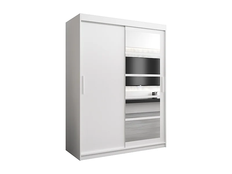 Schwebetürenschrank Roma 200/150/62 2-Türig (Weiß)