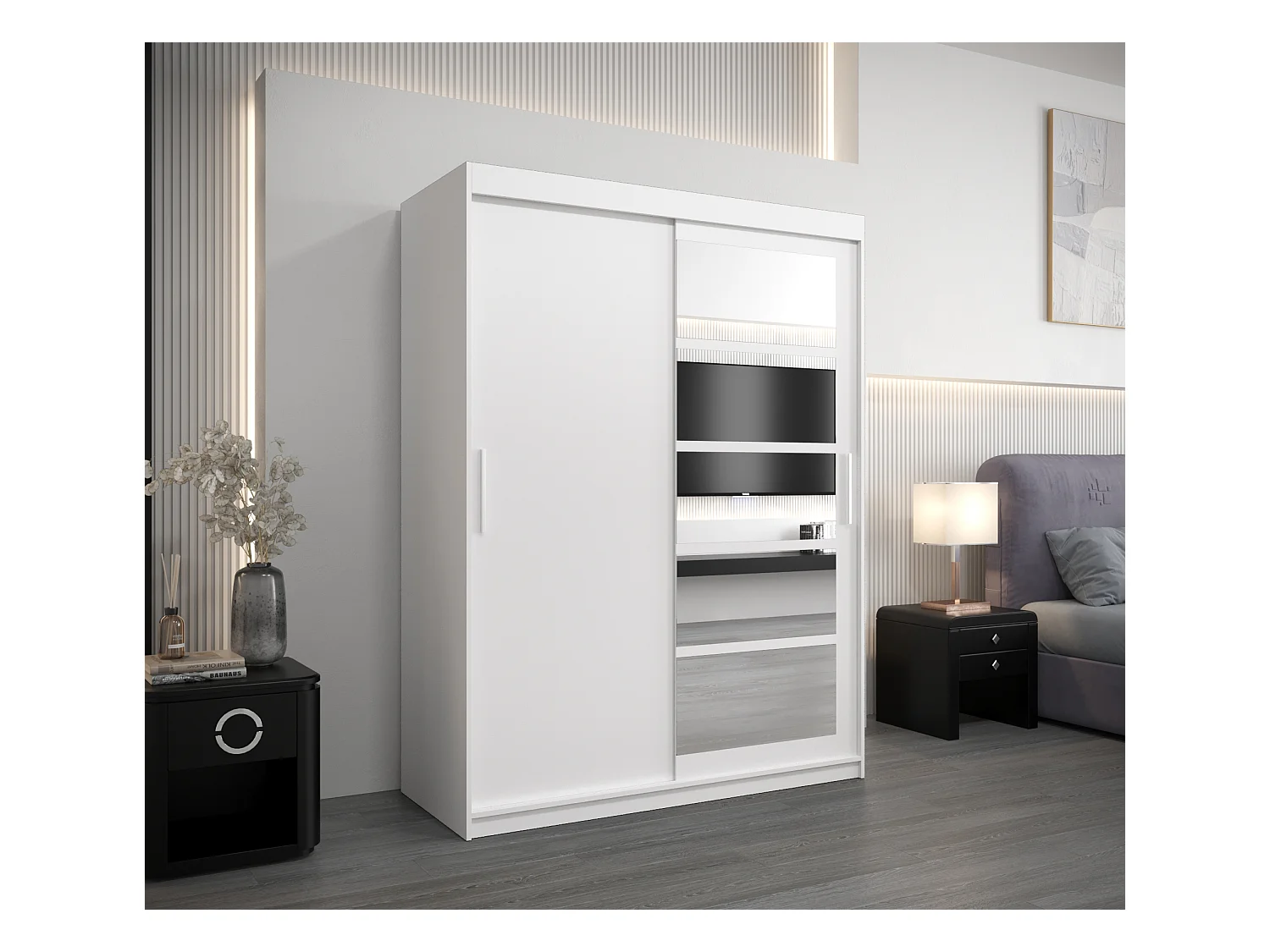 Roma 1 kledingkast met schuifdeuren 200/150/62 2 deuren (wit/wit)