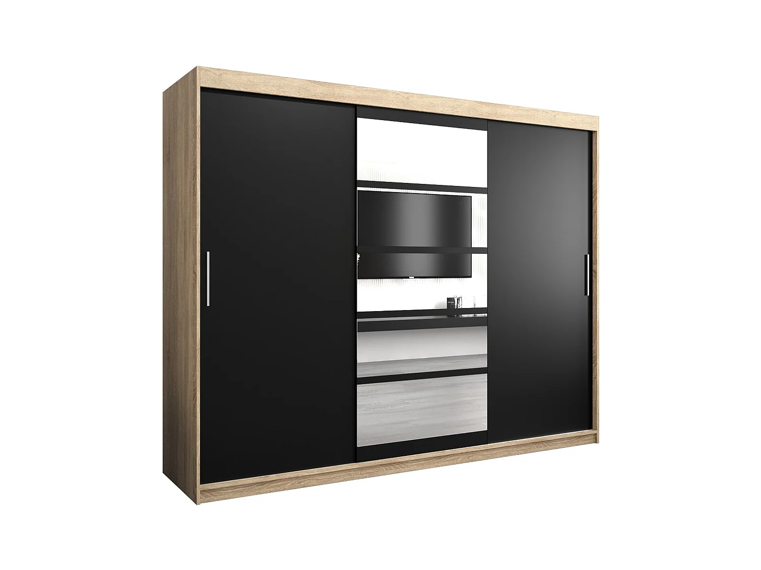 Roma 1 kledingkast met schuifdeuren 200/250/62 3 deuren (sonoma/zwart)