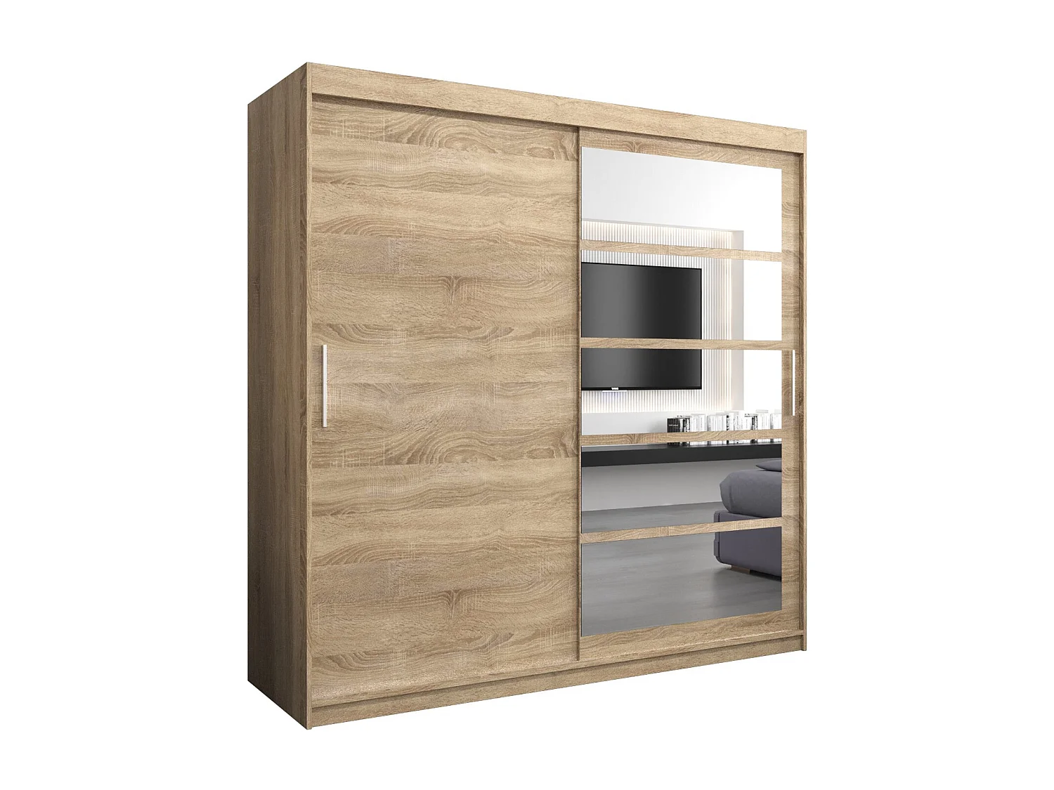 Schwebetürenschrank Roma 200/200/62 2-Türig (Sonoma)