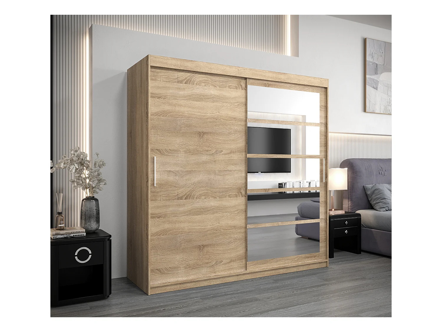 Schwebetürenschrank Roma 200/200/62 2-Türig (Sonoma)