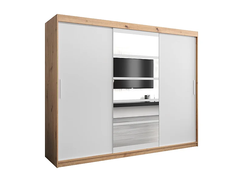 Schwebetürenschrank Roma 200/250/62 2-Türig (Artisan/Weiß)