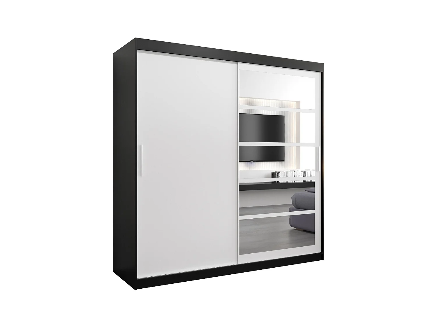 Roma 1 kledingkast met schuifdeuren 200/200/62 2 deuren (zwart/wit)