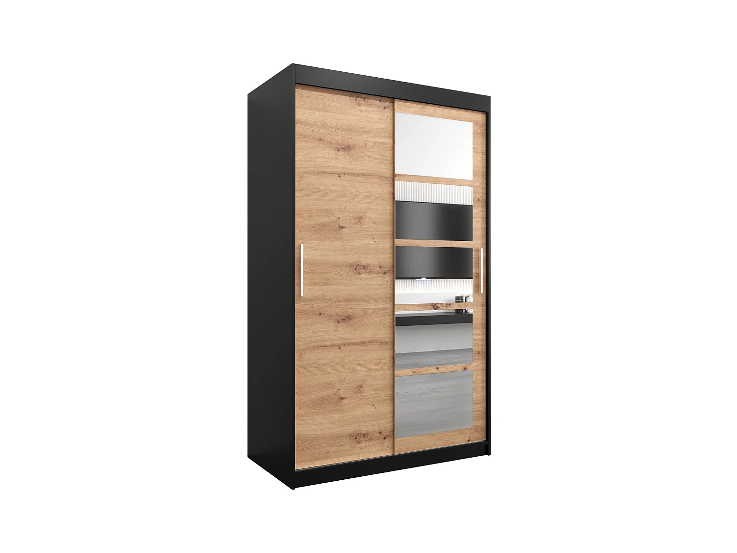 Armoire Roma 1 À Portes Coulissantes 200/120/62 2 portes (Noir/Artisan)