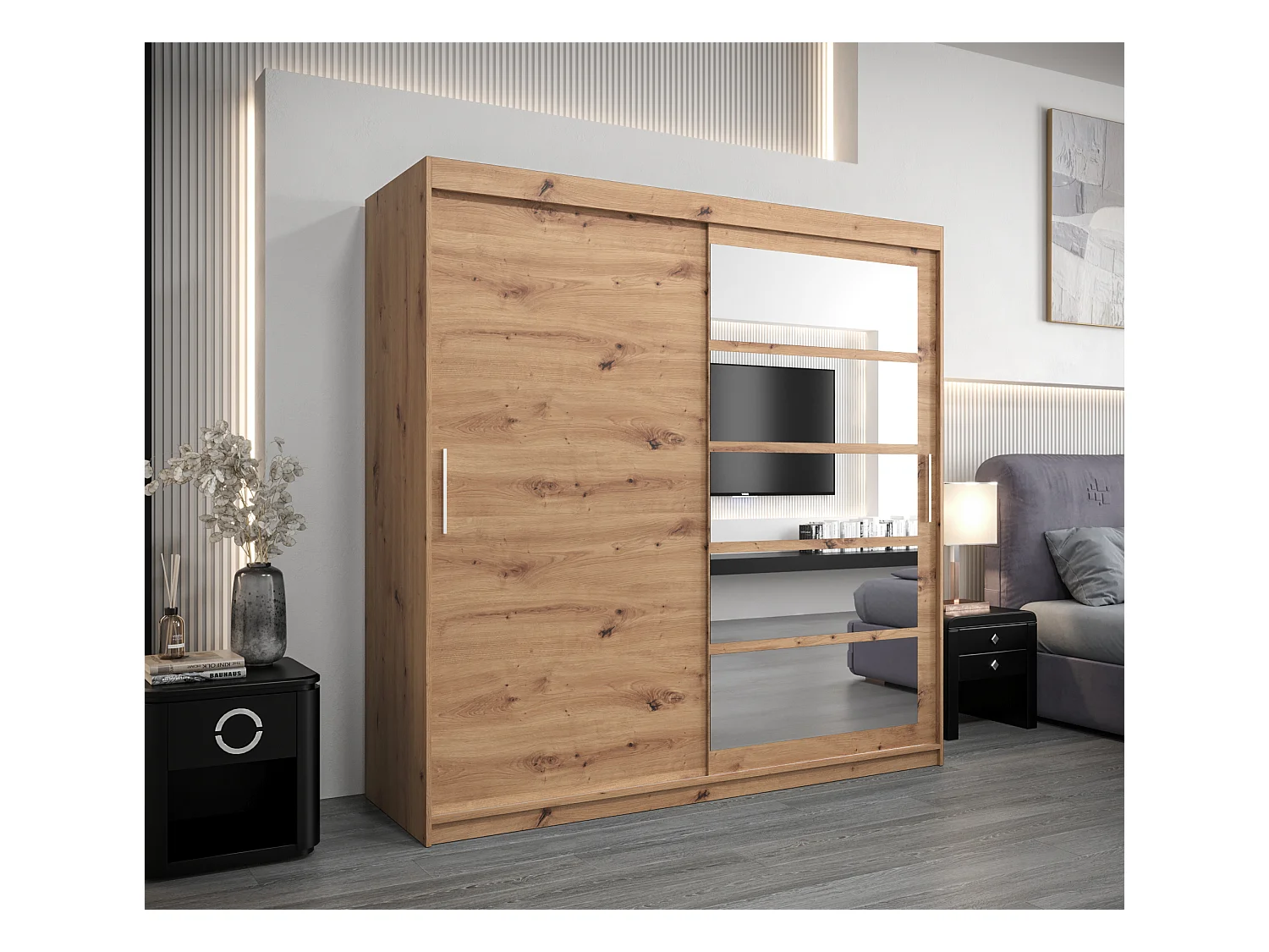 Schwebetürenschrank Roma 200/200/62 2-Türig (Artisan)