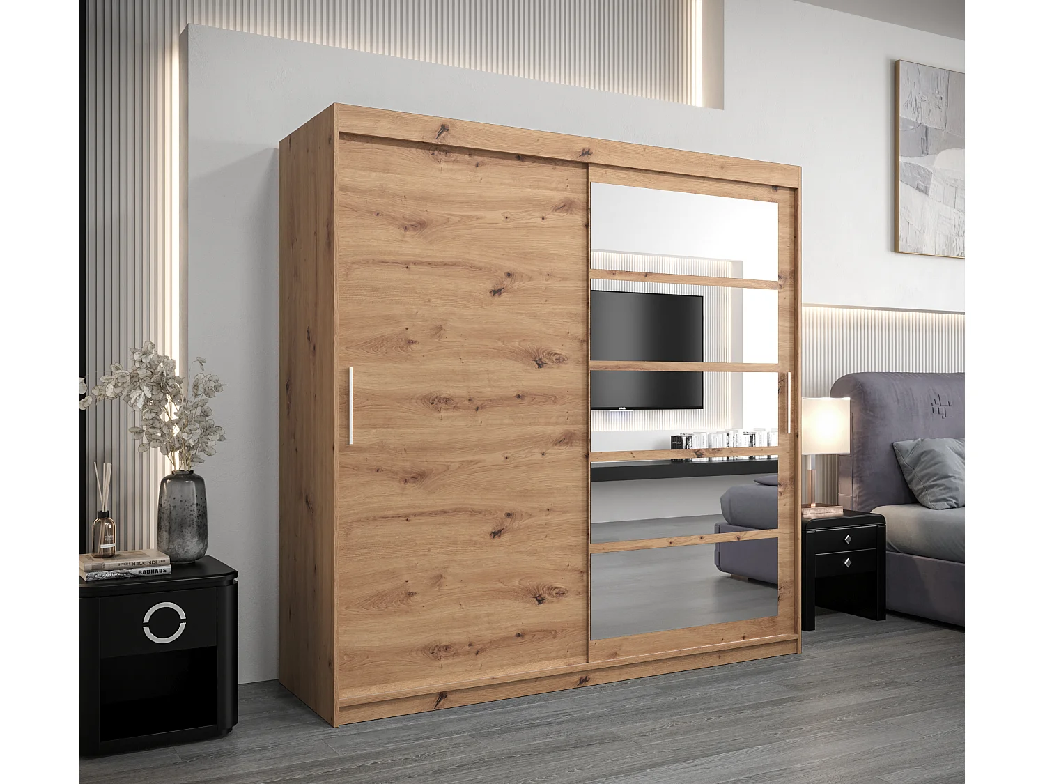 Armoire Roma 1 À Portes Coulissantes 200/200/62 2 portes (Artisan/Artisan)