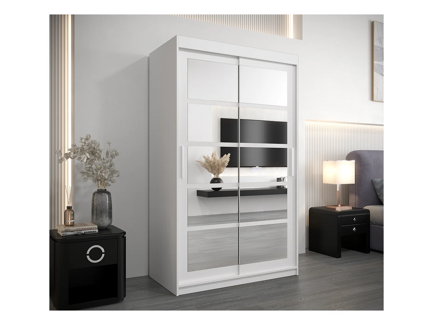 Roma 2 kledingkast met schuifdeuren 200/120/62 2 deuren (wit/wit)