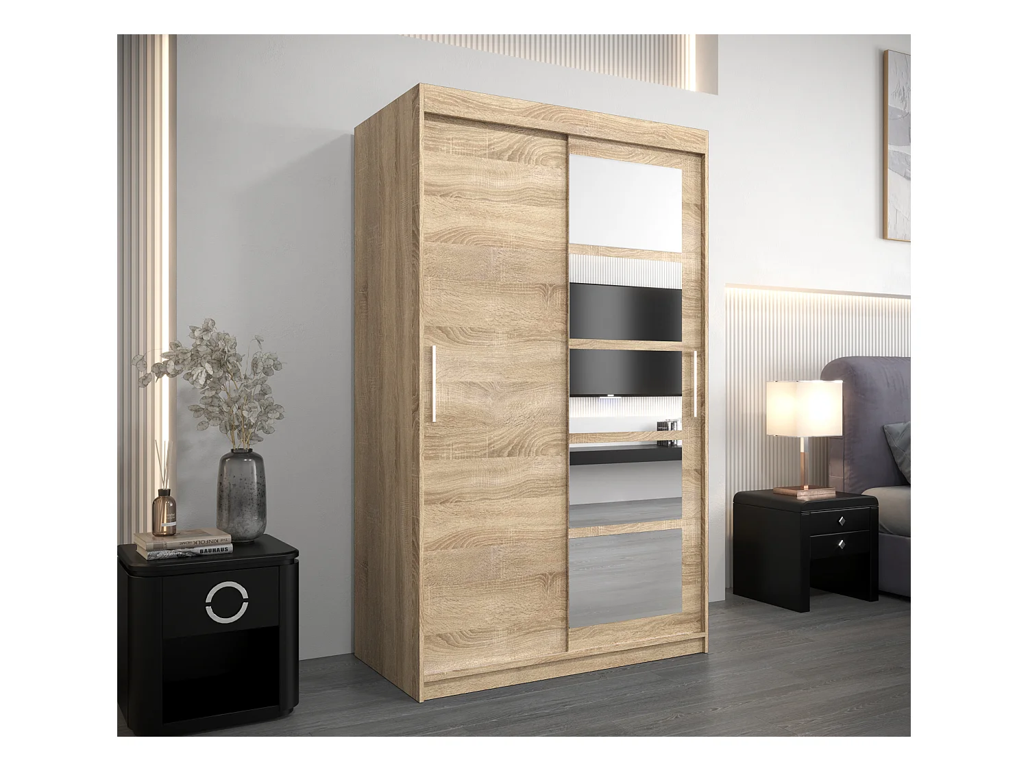 Armoire Roma 1 À Portes Coulissantes 200/120/62 2 portes (Sonoma/Sonoma)