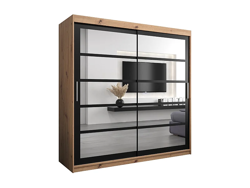 Roma 2 kledingkast met schuifdeuren 200/200/62 2 deuren (artisan/zwart)