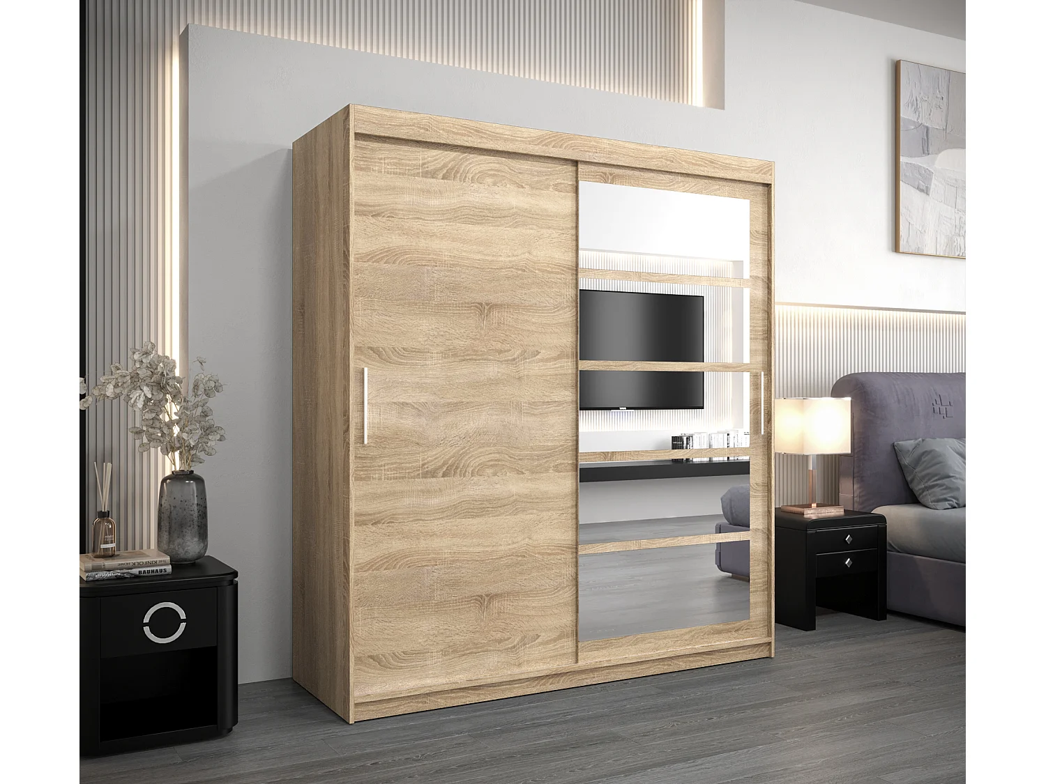 Armoire Roma 1 À Portes Coulissantes 200/180/62 2 portes (Sonoma/Sonoma)