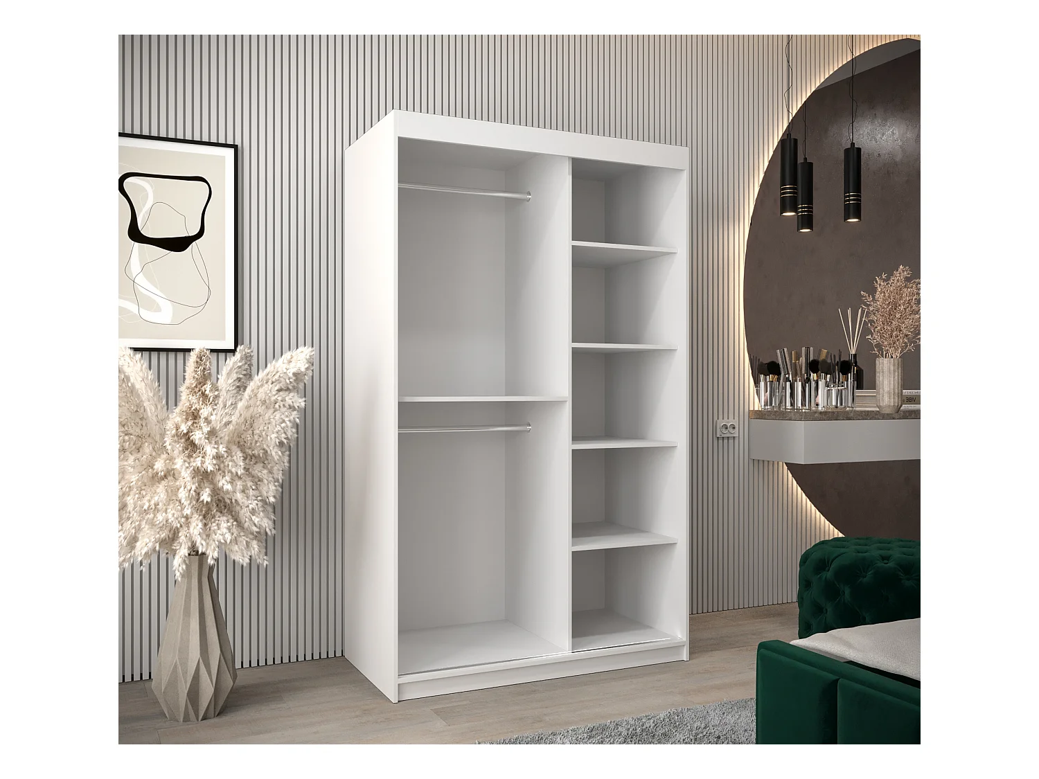 Armoire Roma 2 À Portes Coulissantes 200/120/62 2 portes (Blanc/Sonoma)