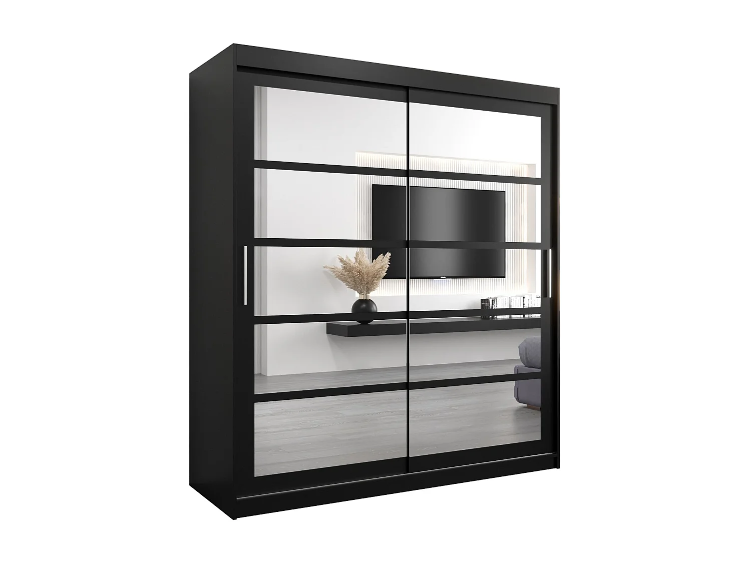 Armadio Roma 2 ad ante scorrevoli 200/180/62 2 porte (nero/nero)