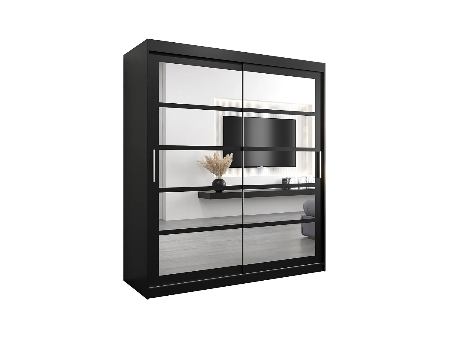 Armoire Roma 2 À Portes Coulissantes 200/180/62 2 portes (Noir/Noir)