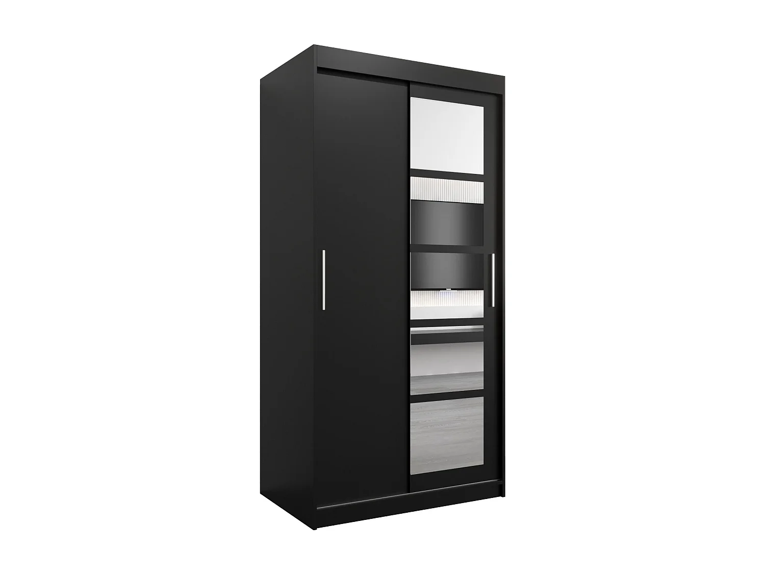 Schwebetürenschrank Roma 200/100/62 2-Türig (Schwarz)