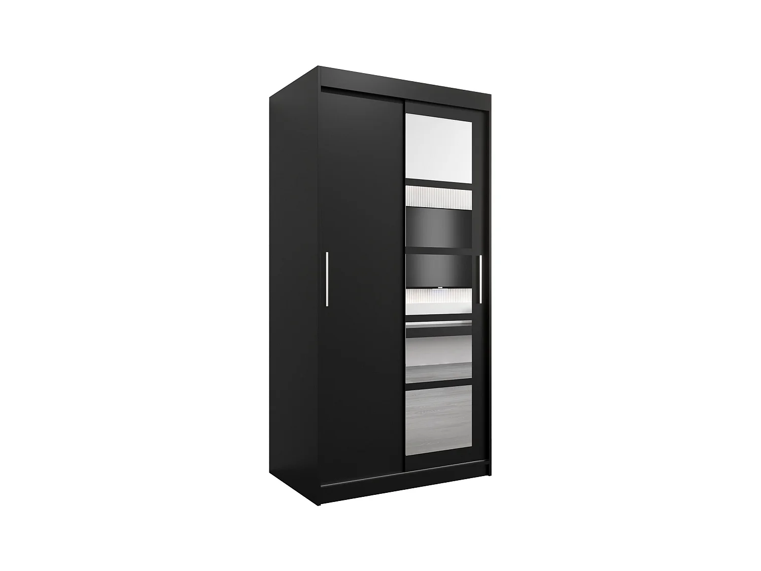 Armoire Roma 1 À Portes Coulissantes 200/100/62 2 portes (Noir/Noir)