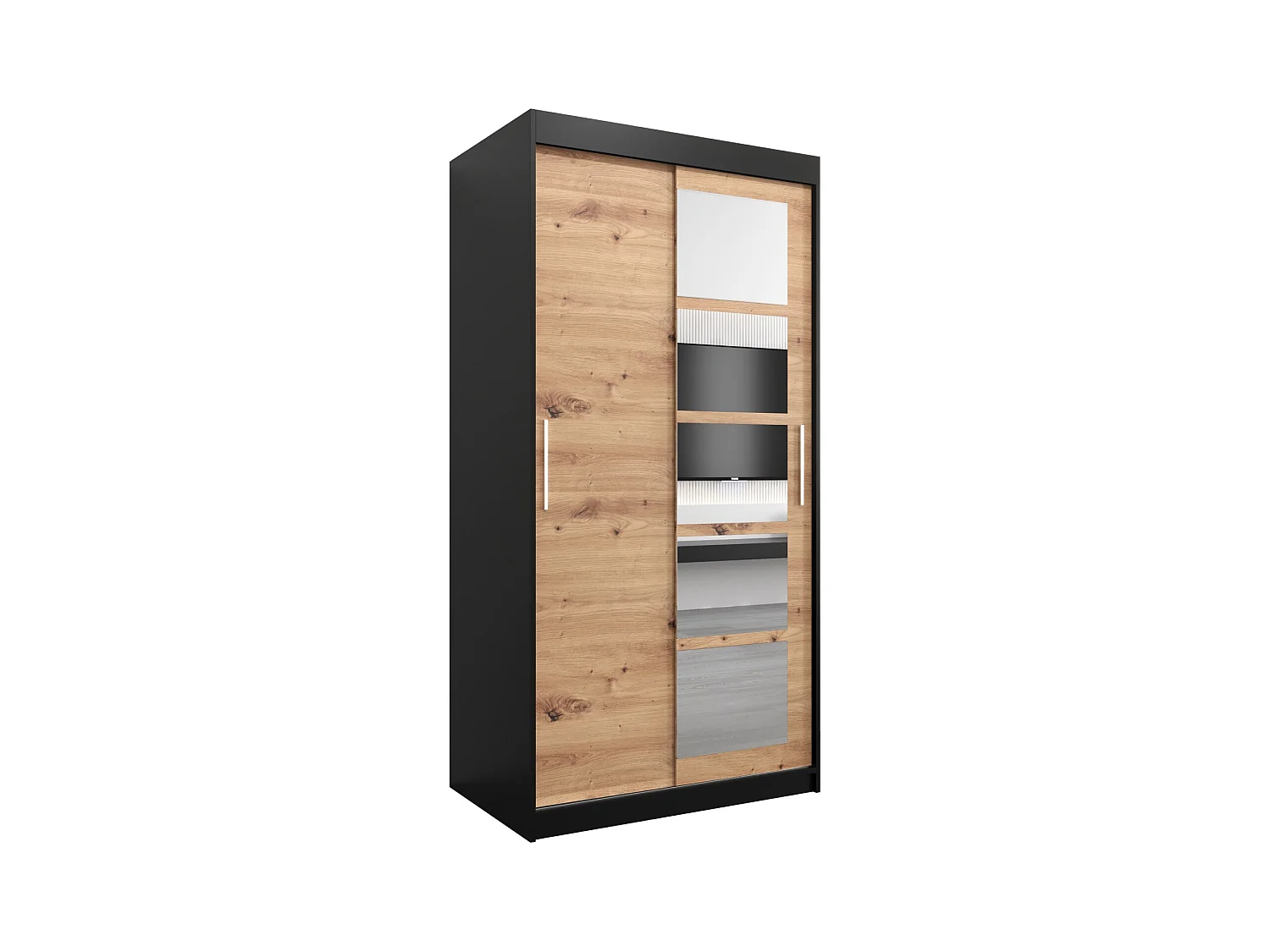 Armoire Roma 1 À Portes Coulissantes 200/100/62 2 portes (Noir/Artisan)