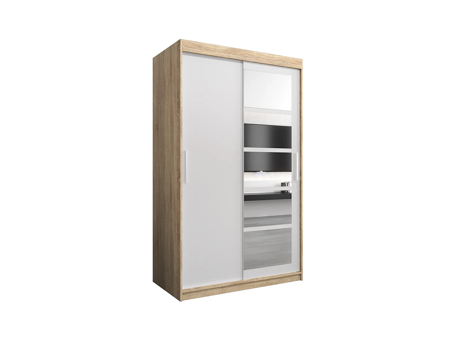 Armoire Roma 1 À Portes Coulissantes 200/120/62 2 portes (Sonoma/Blanc)