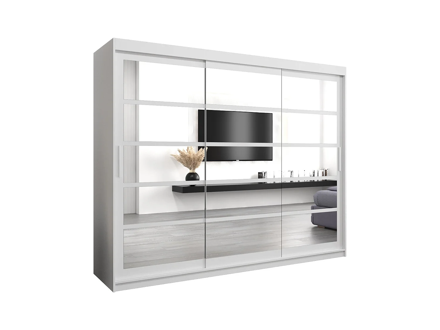 Schwebetürenschrank Roma 200/250/62 2-Türig (Weiß)