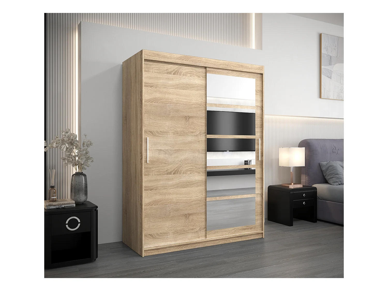 Armadio Roma 1 ad ante scorrevoli 200/150/62 2 porte (sonoma/sonoma)