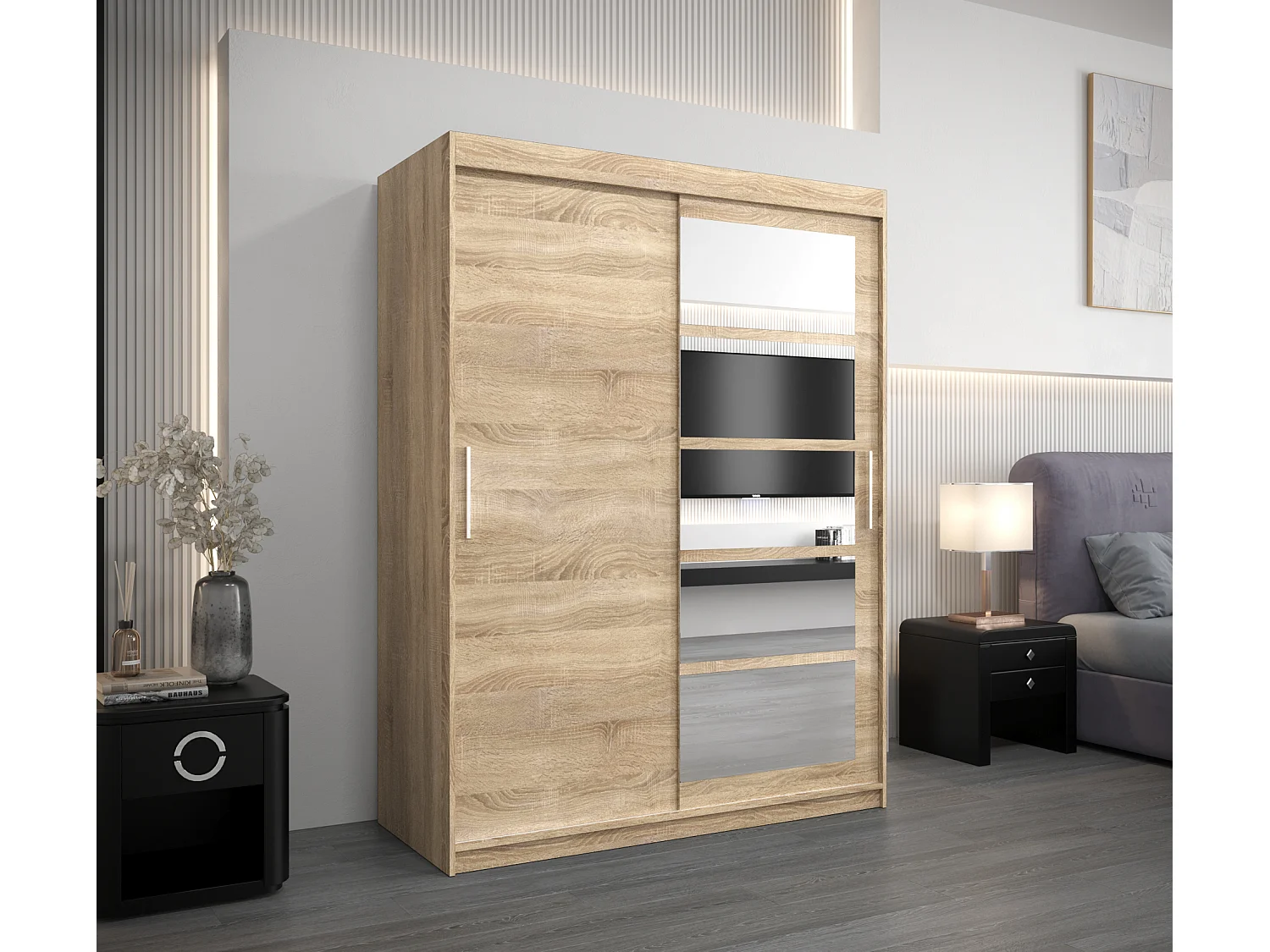 Armoire Roma 1 À Portes Coulissantes 200/150/62 2 portes (Sonoma/Sonoma)